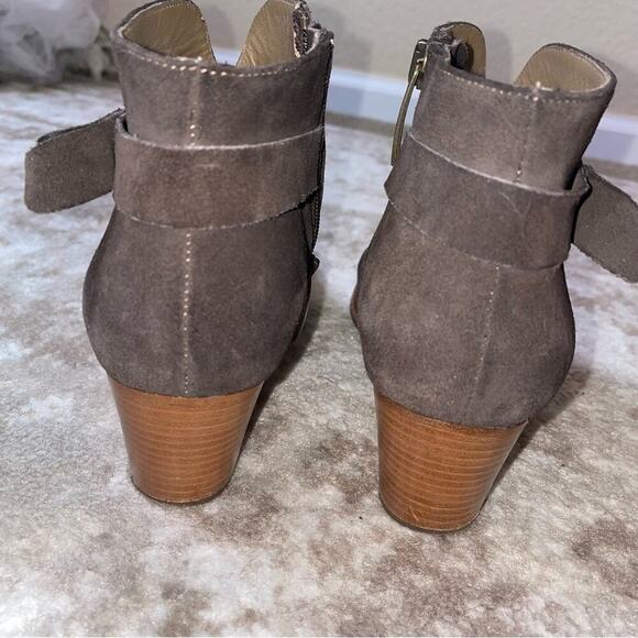 Anyi Lu Suede Ankle Boots booties made in Italy chocolate brown chunky heel SZ 7 - Picture 5 of 7